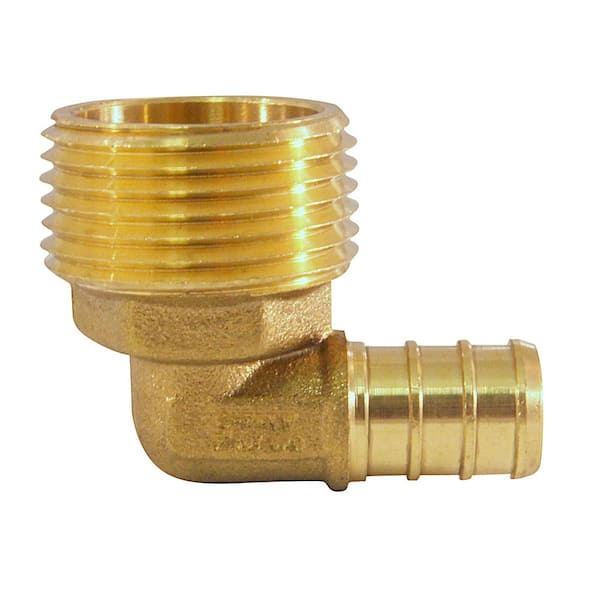 Apollo 1 2 In Brass Pex Barb X 3 4 In Male Pipe Thread Adapter 90 Degree Elbow Apxme1234