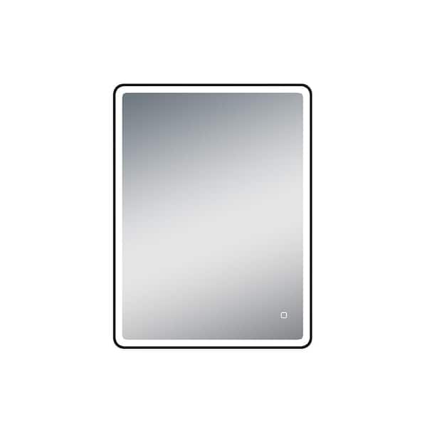 LTL Home Products Belmar 36 in. W x 30 in. H Lighted Impressions Medium Rectangular LED Wall Bathroom Mirror with Black Aluminum Frame