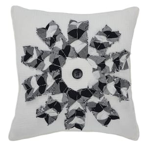 Finders Keepers White Black Checkered 9 in. x 9 in. Windmill Throw Pillow