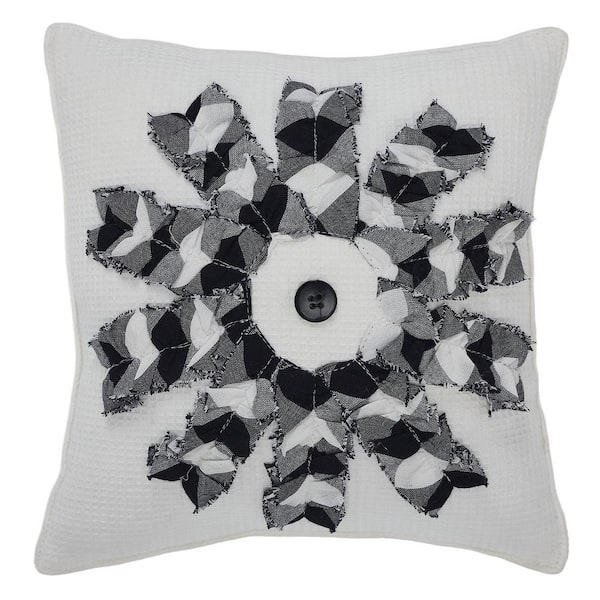 VHC BRANDS Finders Keepers White Black Checkered 9 in. x 9 in. Windmill Throw Pillow