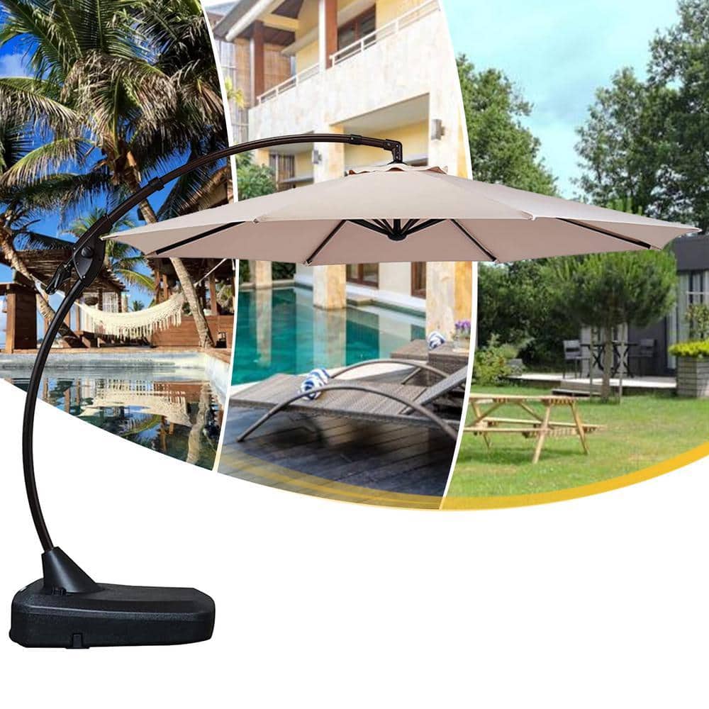 grand patio deluxe 10 foot curved aluminium offset umbrella LAUSAINT HOME 12FT Cantilever Cantilever Umbrell Lausaint Home MOBILE BASE INCLUDED GRANDPATIO 10x10 ft Deluxe Cantilever