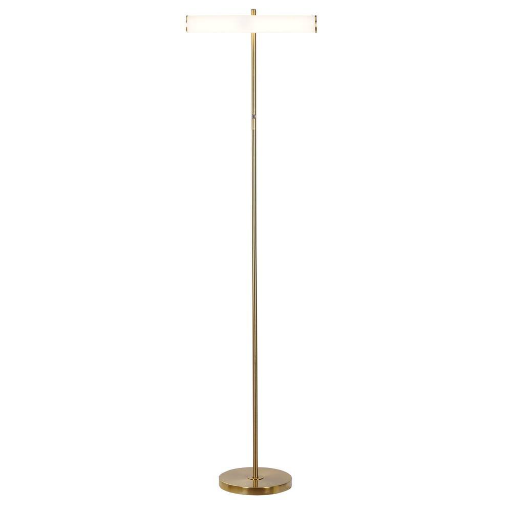 Hampton Bay Essex 58 in. Brushed Gold 1-Light 3-CCT Dimmable LED Standard Floor Lamp with Rotating Elongated Shade -  24258-001