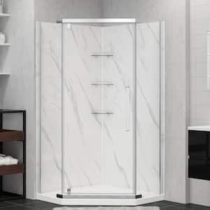 38 in. L x 38 in. W x 79 in. H Neo Angle Corner Shower Stall/Kit in Chrome with Door, Base and Walls