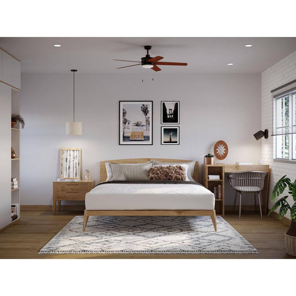 Whirl 60" Antique Bronze Ceiling Fan with Walnut Blades and LED Light