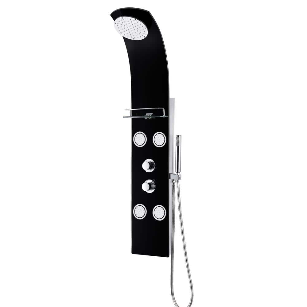 ANZZI Colossal Series 56 in. 4-Jet Shower Panel System with Heavy Rain Shower and Spray Wand in Black