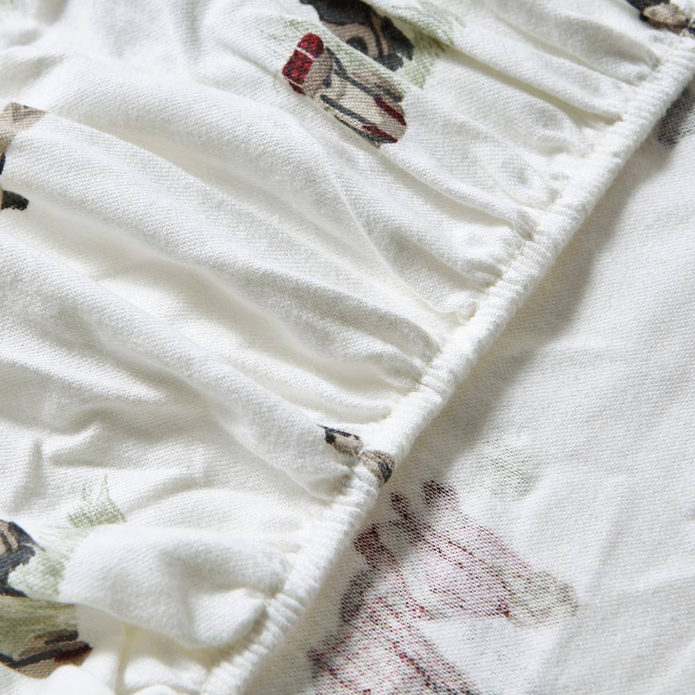 Full White Cotton Flannel Sheet Set with Retriever Print