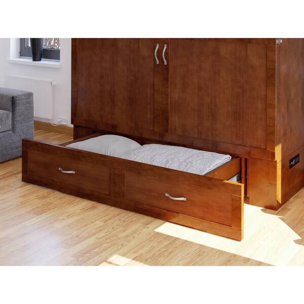 hamilton murphy bed chest queen walnut with charging station