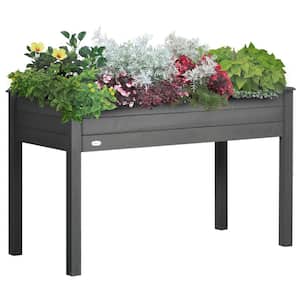 Dark Gray 48 in. Raised Garden Bed with Holes for Vegetables