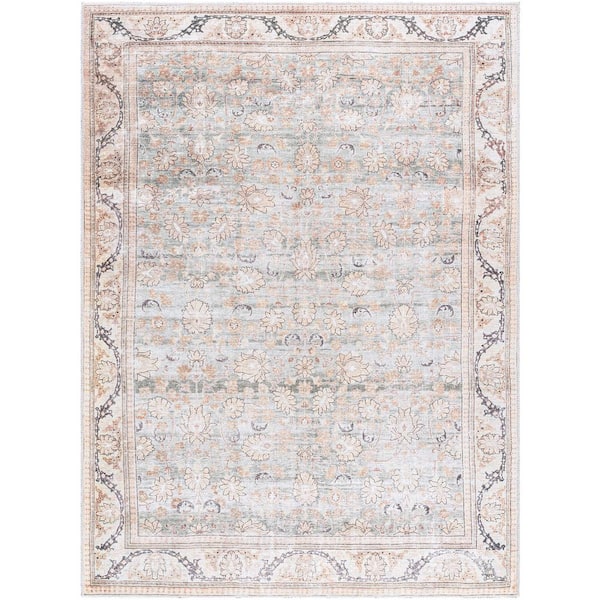 Livabliss Amelie Green 5 ft. x 7 ft. Oriental Machine Woven Rug
