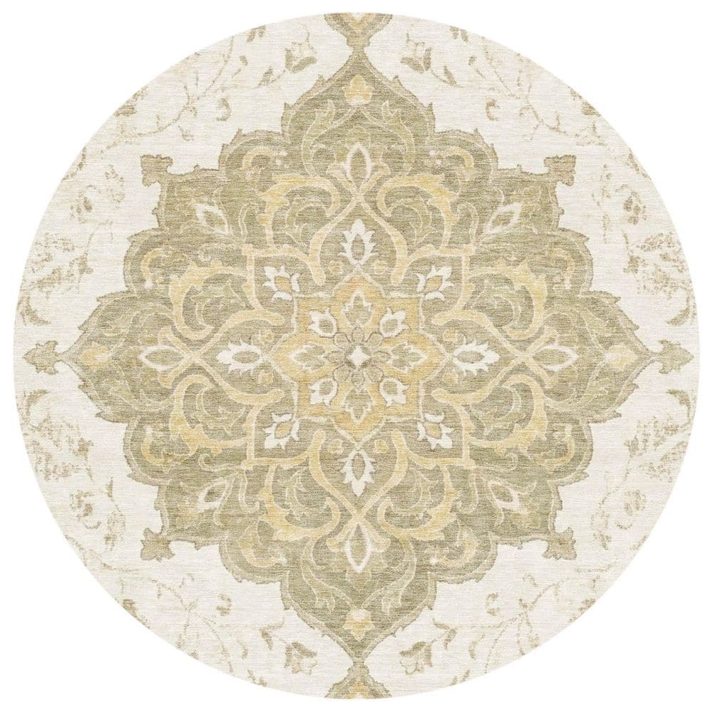 Chantille Machine Washable Indoor/Outdoor Abstract ACN2958 Cream 8 ft. x 8 ft. Round Rug price history on PriceWatchPro