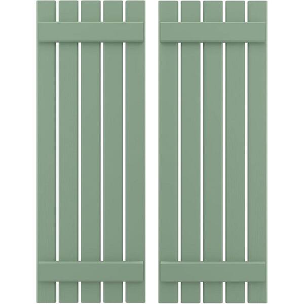 Ekena Millwork 19-1/2 in. W x 42 in. H Americraft 5-Board Exterior Real Wood Spaced Board and Batten Shutters in Track Green