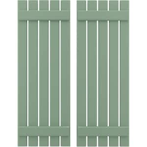 19-1/2 in. W x 81 in. H Americraft 5 Board Exterior Real Wood Spaced Board and Batten Shutters Track Green