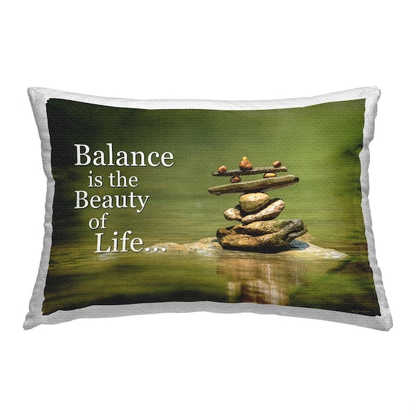 Stupell Industries Beauty of Life Phrase Green Rectangular Outdoor Throw Pillow