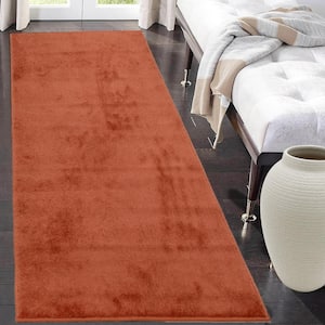 Euro Solid Burnt Orange 26 in. Width x Your Choice Length Custom Size Runner Rug