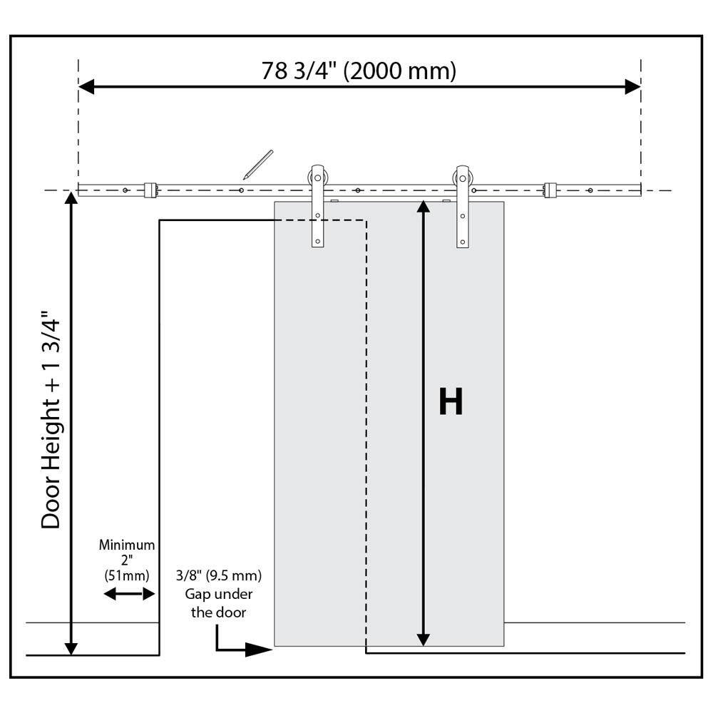 Modern White 42" x 84" Frosted Glass Sliding Barn Door Kit