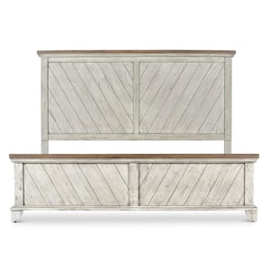 Bear Creek Rustic Ivory and Honey King Panel Bed