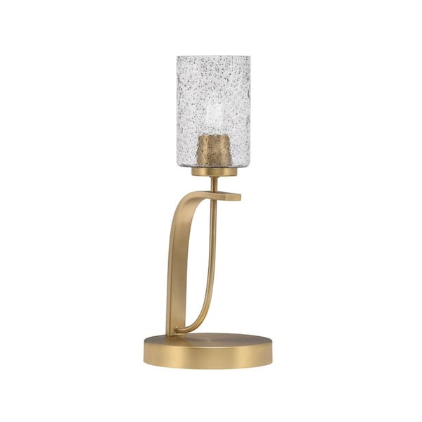 Unbranded Olympia 16.75 in. New Age Brass Piano Desk Lamp with Smoke Bubble Glass Shade