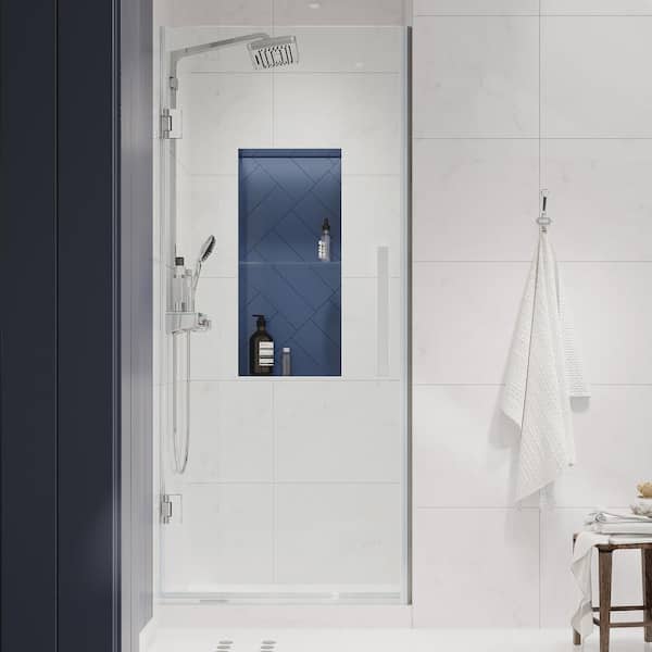 OVE Decors Tampa-Pro 24 11/16 in. W x 72 in. H Pivot Frameless Shower in Chrome