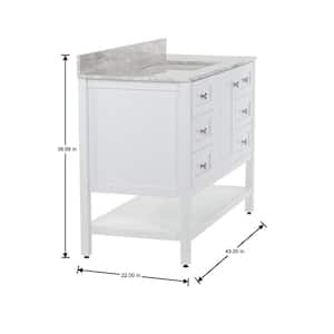 Lanceton 49 in. W x 22 in. D x 39 in. H Single Sink Bath Vanity in White with Winter Mist Stone Composite Top