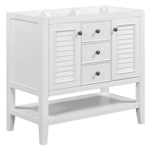 35.00 in. W x 17.90 in. D x 33.40 in. H 2-Drawers Bath Vanity Cabinet without Top in White Unassembled