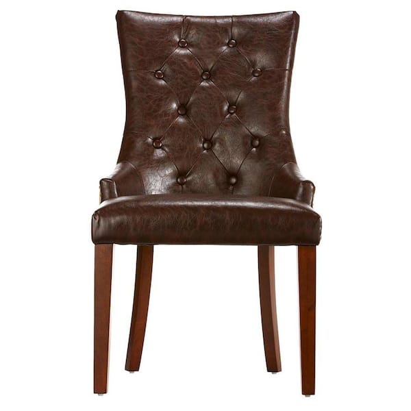 Home Decorators Collection Rebecca Brown Leather Tufted Accent Chair