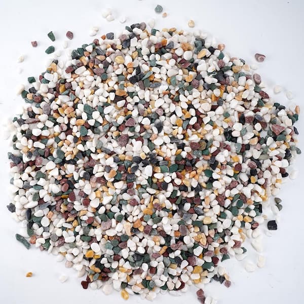 2.2 lbs. Mixed Color Polished Pebbles-White+Red/Green/Yellow for Aquarium & Bonsai Top Dressing 0.1 cu. ft.