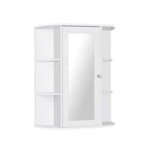 23.5 in. W x 6.5 in. D x 28 in. H Single Door Shelves Bathroom Storage Wall Cabinet in White with Mirror