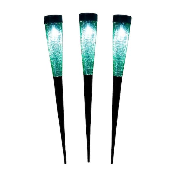 ACHLA DESIGNS 15.5 in. Tall Green Garden Stake Solar Sparkle Cones (3-Pack)