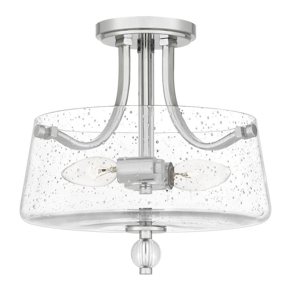 Quoizel Hollister 12 in. 2-Light Polished Nickel Semi-Flush Mount