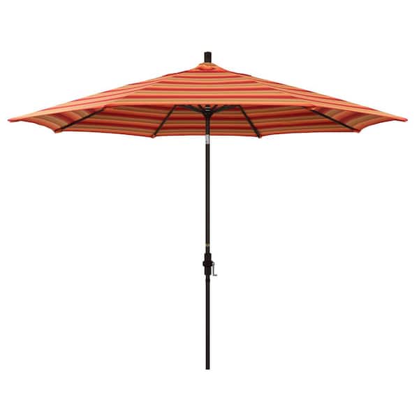 California Umbrella 11 ft. Bronze Aluminum Market Patio Umbrella with  Aluminum Ribs Collar Tilt Crank Lift in Astoria Sunset Sunbrella  194061194799 - The Home Depot