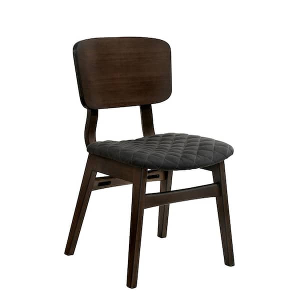 Furniture of America Cirez Walnut Fabric Grid Side Chair (Set of 2)