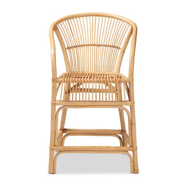 Murai 38.5 in. Natural Low Back Rattan Counter Height Bar Stool