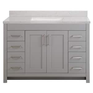 Westcourt 49 in. W x 22 in. D x 39 in. H Single Sink  Bath Vanity in Sterling Gray with Silver Ash Solid Surface Top