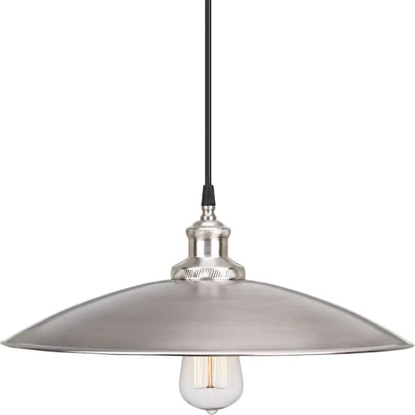Progress Lighting Archives Collection 1-Light Antique Nickel Pendant with Metal Shade