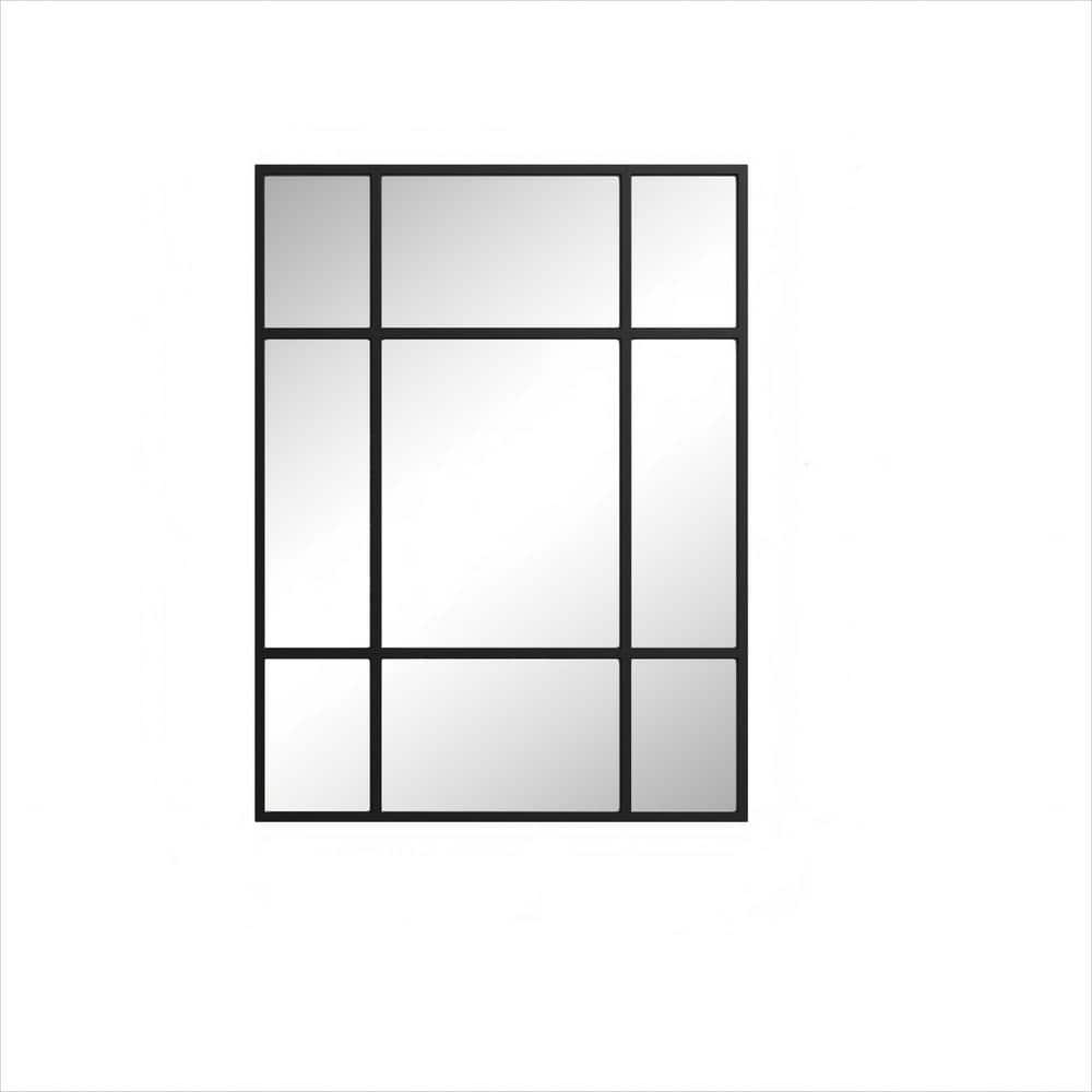 Black 30 in. W x 39 in. H Rectangle Metal Framed Decorative Wall Mirror for