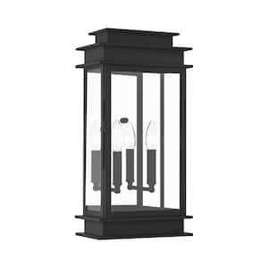 Stickland 19 in. 2-Light Black Outdoor Hardwired Wall Lantern Sconce with No Bulbs Included