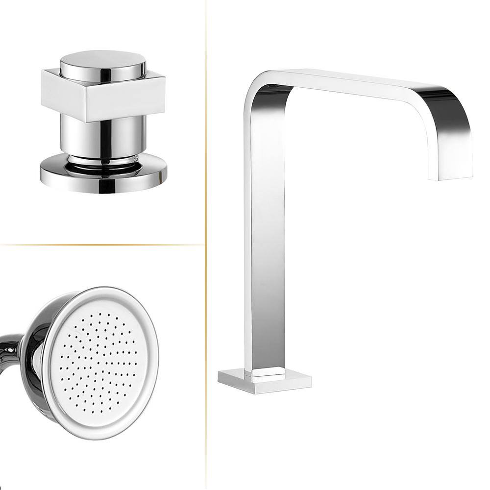 Polished Chrome Triple Handle Deck-Mount Roman Tub Faucet