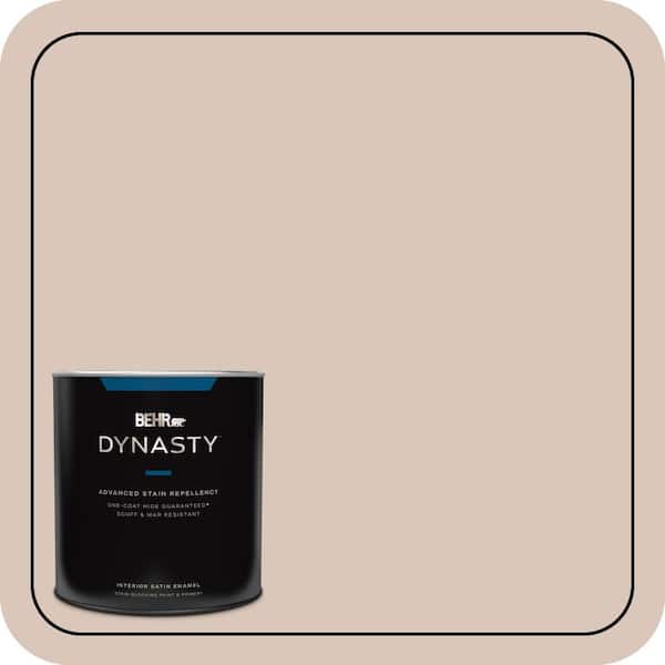 BEHR DYNASTY 1 qt. #MQ3-38 Suede Beige One-Coat Hide Satin Enamel Stain-Blocking Interior Paint and Primer