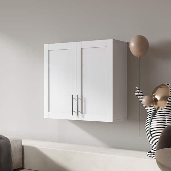 31.5 in. W x 29.92 in. H White Wood Surface Mount Medicine Cabinet without Mirror, Wall Cabinet with Adjustable Shelf