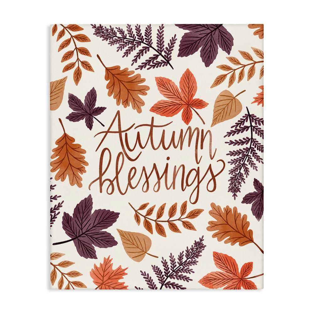 Autumn Blessings Fern Leaves Nature by Taylor Shannon Designs Unframed Graphic Typography Art Print 36 in. x 48 in. price history on PriceWatchPro