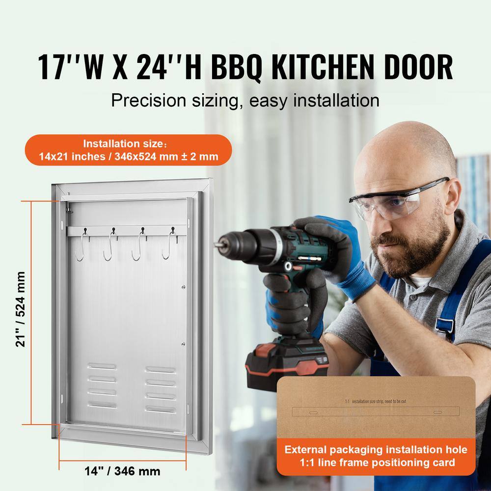 Stainless Steel 17" x 24" Outdoor Kitchen Access Door