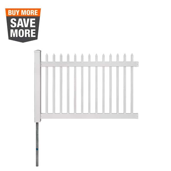 WamBam Fence No-Dig Permanent 4 ft. x 6 ft. Nantucket Vinyl Picket Fence Panel with Post and Anchor Kit