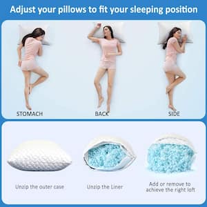 Memory Foam 20 in. x 26 in. Bed Pillows for Sleeping, Adjustable Loft Cooling Bamboo Pillow for Side and Back Sleepers