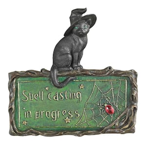Witch's Cat Spell-Casting Novelty Wall Sculpture