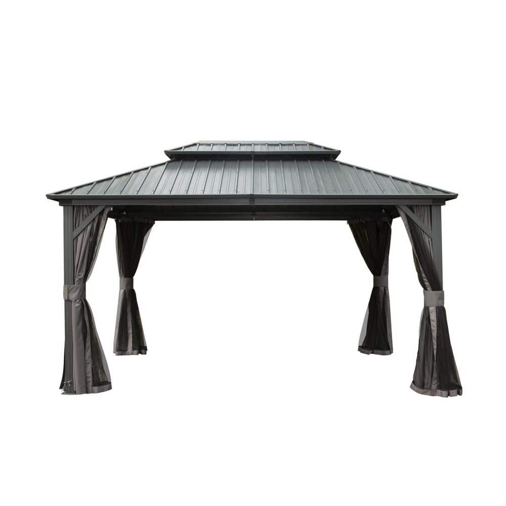 10 ft. x 12 ft. Hardtop Gazebo, Aluminum Metal Gazebo with Galvanized Steel