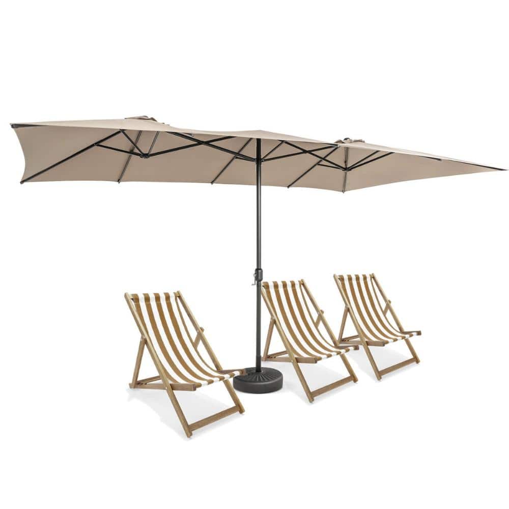 15 ft Double-Sized Patio Umbrella with Crank Handle and Vented Top for Outdoor Backyard, Brown price history on PriceWatchPro
