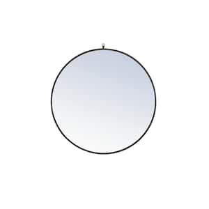 Timeless Home 36 in. W x 36 in. H Contemporary Metal Framed Round Black Mirror
