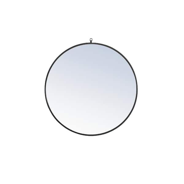 Unbranded Timeless Home 36 in. W x 36 in. H Contemporary Metal Framed Round Black Mirror