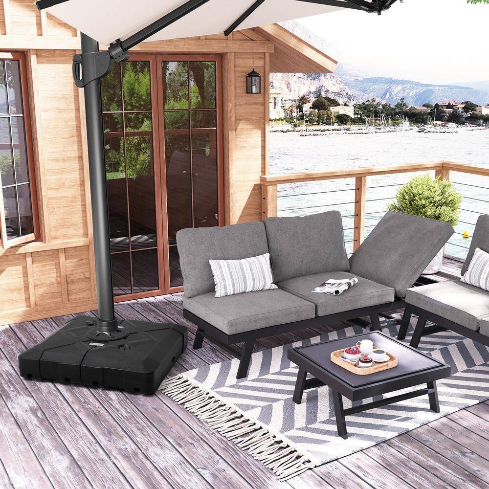 Black 220 lbs HDPE Patio Cantilever Umbrella Base with Wheels