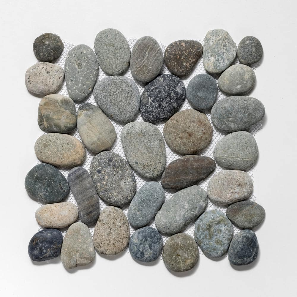 Classic Pebble Gray Blend Natural Stone Mosaic Floor and Wall Tile